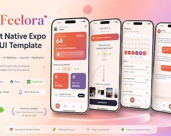 React Native Expo Mood Tracker-appgränssnittsmall (TypeScript)