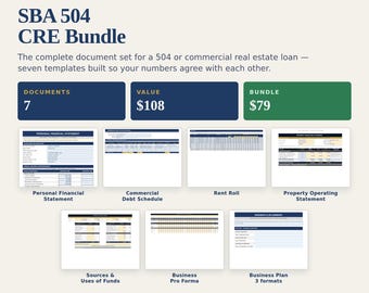 SBA 504 Commercial Real Estate Bundle | 7 Lender-Ready Templates (Excel, PDF)