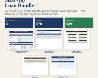 SBA 7(a) Loan Bundle | 5 Lender-Ready Templates (Excel, Word, PDF)