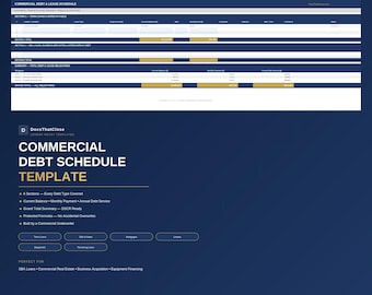 Modelo de Cronograma de Dívidas Comerciais | Pronto para Credores | Excel | Empréstimo SBA | Financiamento Empresarial | Imóveis
