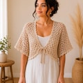 Crochet Shrug Pattern PDF, Tie Front Lace Bolero, Boho Beach Cover Up (Digital Download) product logo