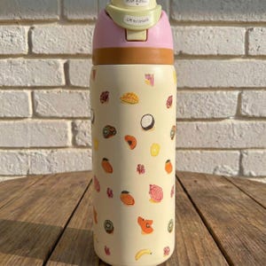 Tropische Frucht Owala handgemachte benutzerdefinierte Wasserflasche Creme Sommer Becher auslaufsicher Strohdeckel Geschenk für sie Bild 2