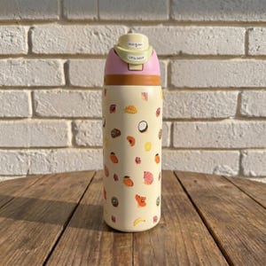 Tropische Frucht Owala handgemachte benutzerdefinierte Wasserflasche Creme Sommer Becher auslaufsicher Strohdeckel Geschenk für sie Bild 1