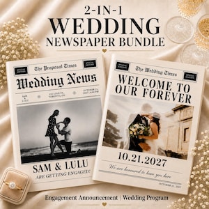 Proposal & Wedding Newspaper Bundle | Editable Canva Templates