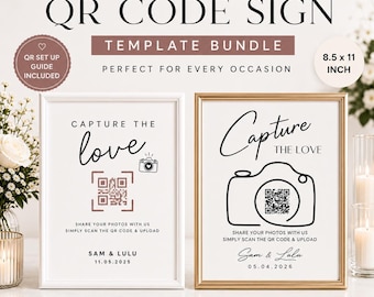 QR Code Sign Template for Events (Wedding Receptions, Bridal/Baby Showers, Birthdays etc.)