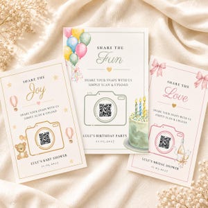 QR Code Photo Sharing Sign Bundle | Editable Canva Templates