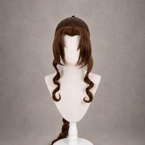 Aerith Gainsborough Wig | Final Fantasy 7 FF7 Long Brown Braid Cosplay Hair