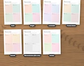 The planner in 7 colour editions: calm, bright, lavender, forest green, sunset, monochrome and sorbet. This listing is the monochrome edition; each colour is its own listing