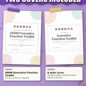 Two covers included: ADHD Executive Function Toolkit cover and a plain cover without the word ADHD
