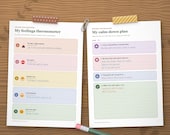 Feelings thermometer and calm-down plan filled in as an example