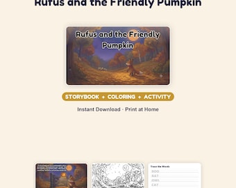 Libro di storie, disegni da colorare e attività di Rufus, la zucca amichevole (download digitale)