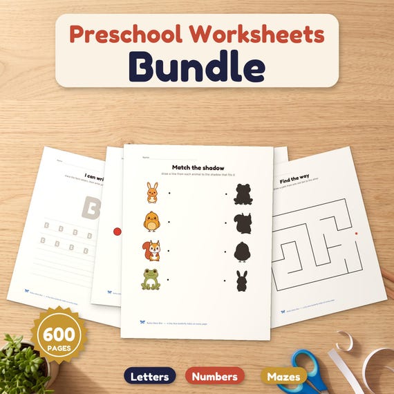 Preschool Worksheets Bundle — 600 Pages