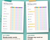 Change the words on screen, no Canva needed: the morning routine chart as it comes and with your own words typed in