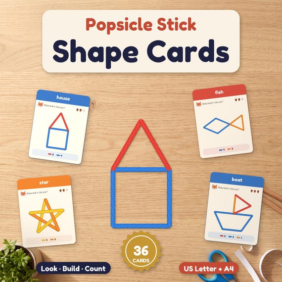 Popsicle Stick Shape Cards