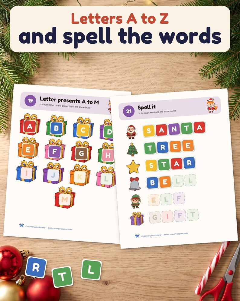 Printbaar kerstactiviteitenboek, 30 activiteiten voor peuters, kerstactiviteitenboek voor kinderen, activiteitenmap voor kleuters, kerstcountdown in PDF-formaat afbeelding 8