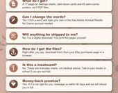 Frequently asked questions: what you get, typing into the PDF, no shipping, download, sharing