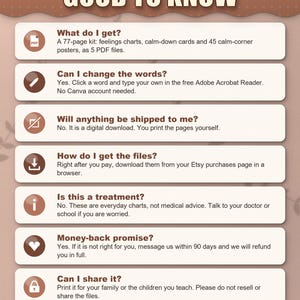 Frequently asked questions: what you get, typing into the PDF, no shipping, download, sharing