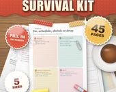 ADHD daily survival kit printable and fillable, do, schedule, shrink or drop page filled in by hand, 45 pages, 5 sizes