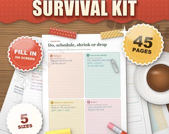 ADHD Daily Survival Kit Printable, Adult ADHD Toolbox, Prioritize Automate Simplify, Executive Function Worksheets, Brain Dump, Fillable