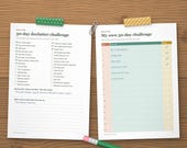 30-day declutter challenge with ticked days, next to a blank challenge to write your own