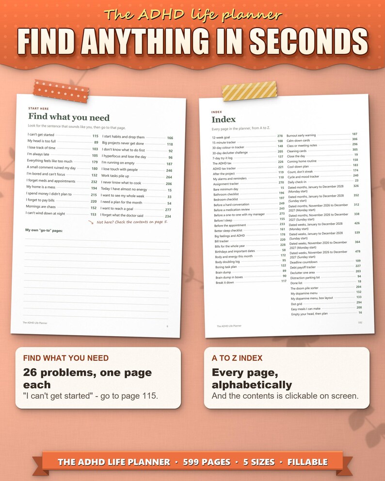 ADHD Planner 2026 2027 2028 Printable for Adults, Dated and Undated, 599 Page Fillable PDF, Daily Weekly Monthly Pages, Dopamine Menu image 10