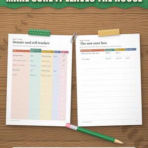 Donate and sell tracker and not-sure box log filled in by hand