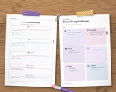 Dopamine menu and brain dump sorted into boxes, filled in as an example