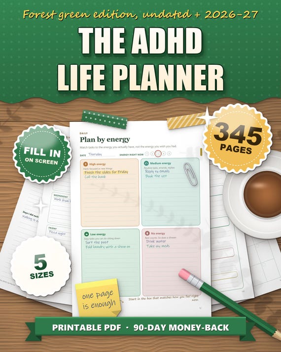 ADHD Life Planner — Forest Green