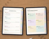 Dopamine menu and brain dump in boxes on tablets, filled in as an example