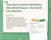Who the declutter planner is for: adults with ADHD who feel buried by stuff and busy parents