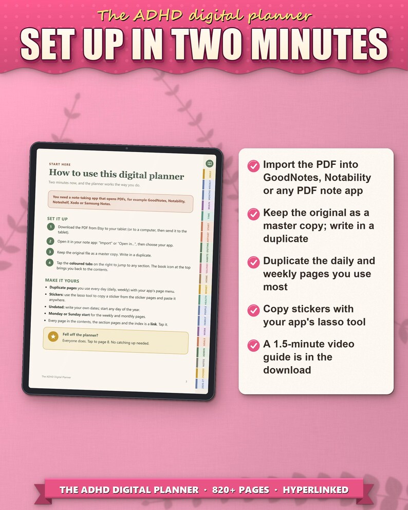 How to set up the digital planner in GoodNotes or Notability in two minutes