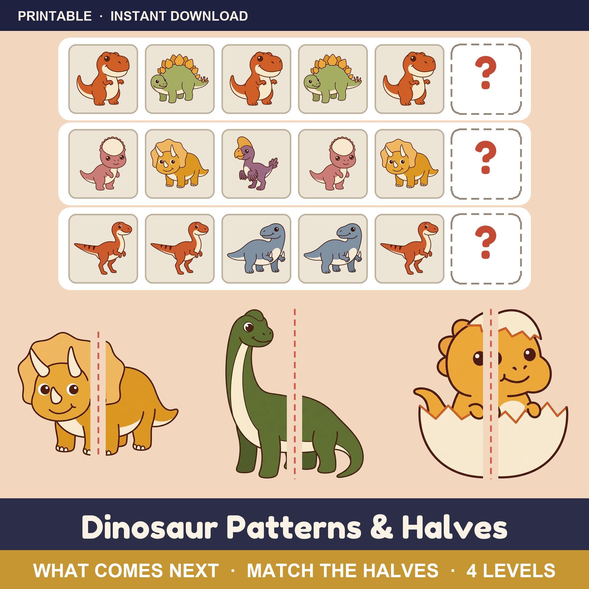 Dinosaur Patterns and Halves