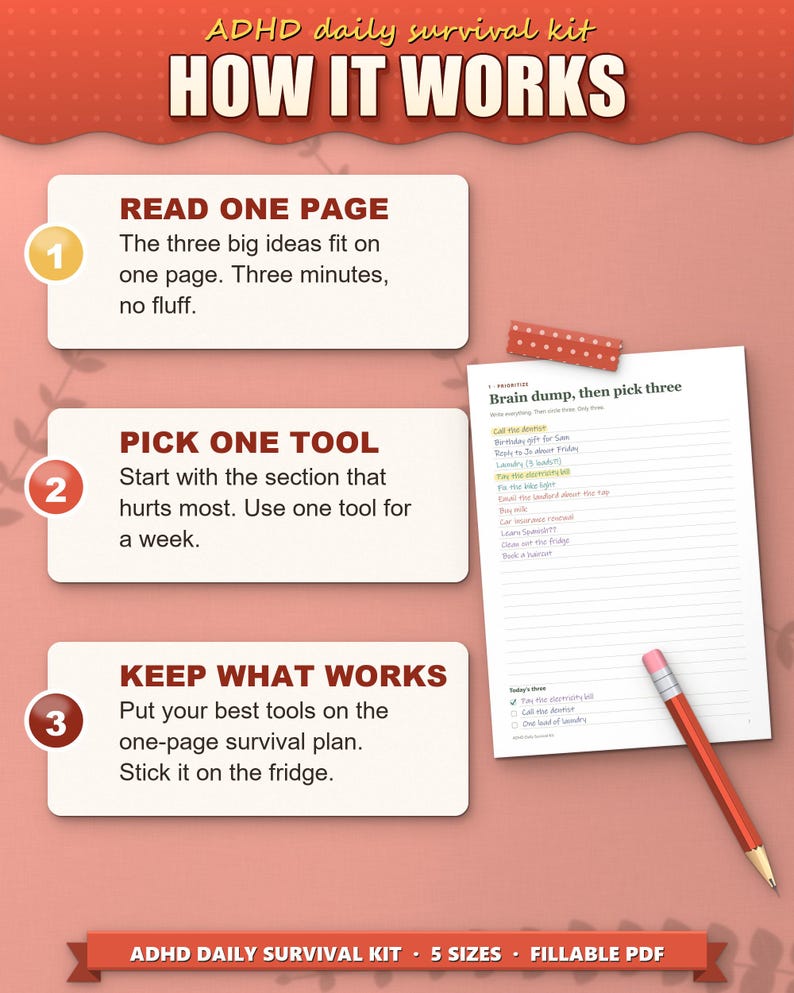 How the survival kit works: read one page, pick one tool, keep what works