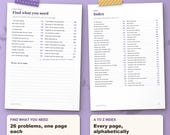 Find what you need page with 26 problems and the A to Z index