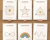 14 breathing posters: box, star, triangle, lazy 8, rainbow and wave breathing to trace