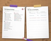 Managing feelings strategy page and my top 10 strategies page filled in as an example