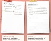 The three big ideas on one page and the research sources page