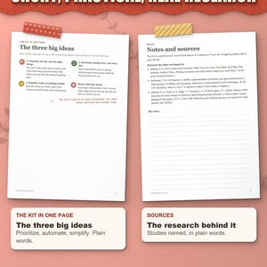 The three big ideas on one page and the research sources page