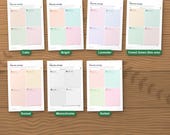 The planner in 7 colour editions: calm, bright, lavender, forest green, sunset, monochrome and sorbet. This listing is the forest green edition; each colour is its own listing