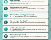 Frequently asked questions: what you get, typing into the PDF, no shipping, download, sharing