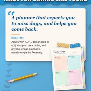 Who the digital planner is for: adults with ADHD who plan on a tablet