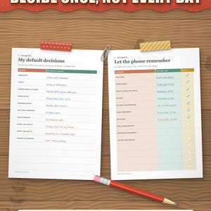 Default decisions and phone reminders setup filled in, decide once, not every day