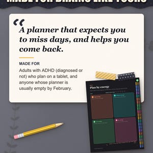 Who the digital planner is for: adults with ADHD who plan on a tablet