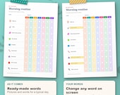Change the words on screen, no Canva needed: the morning routine chart as it comes and with your own words typed in