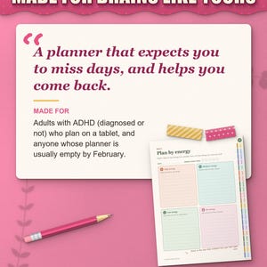 Who the digital planner is for: adults with ADHD who plan on a tablet