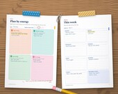 Plan by energy daily page and weekly page filled in by hand