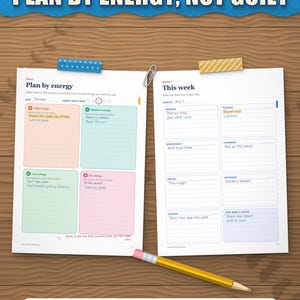 Plan by energy daily page and weekly page filled in by hand