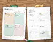 Plan by energy daily page and weekly page filled in by hand