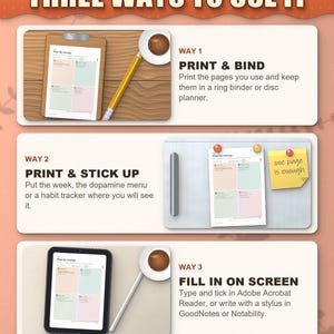 ADHD Planner 2026 2027 2028 Printable for Adults, Dated and Undated, 599 Page Fillable PDF, Daily Weekly Monthly Pages, Dopamine Menu image 13