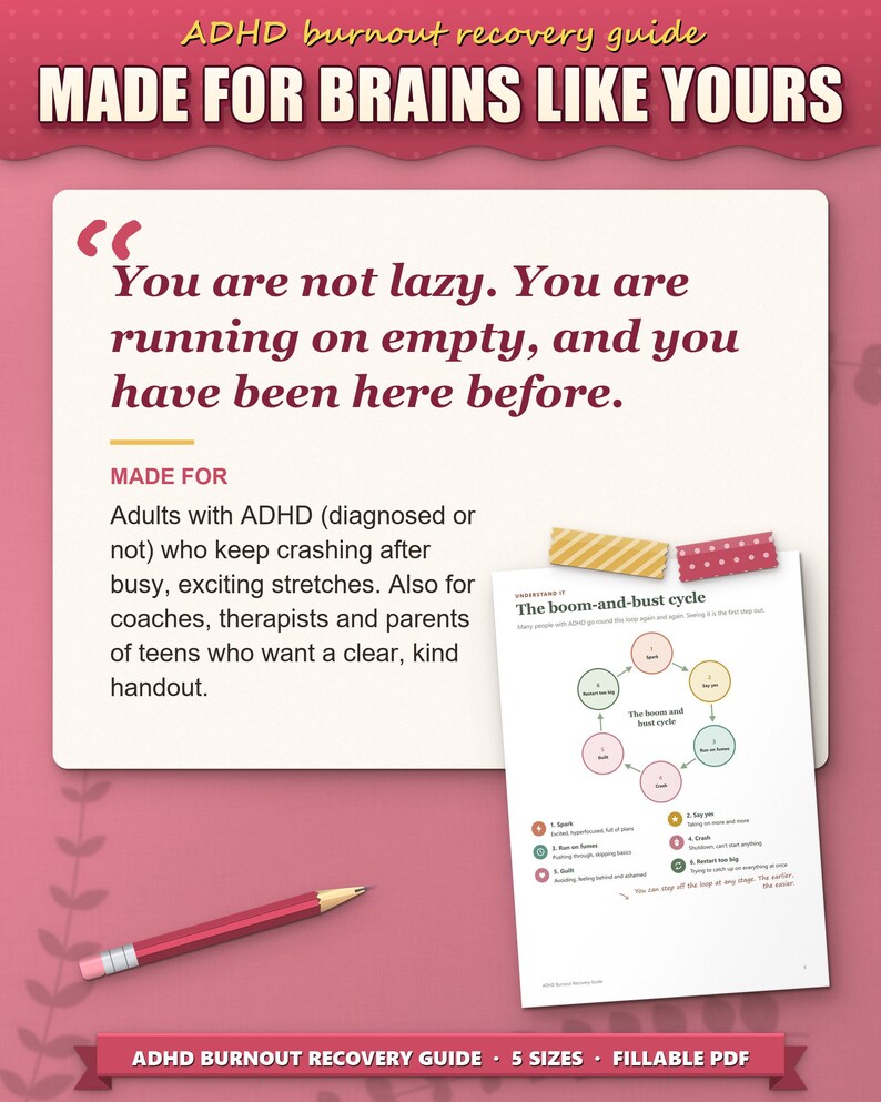 Who the ADHD burnout guide is for: adults with ADHD who keep crashing, coaches, therapists and parents of teens